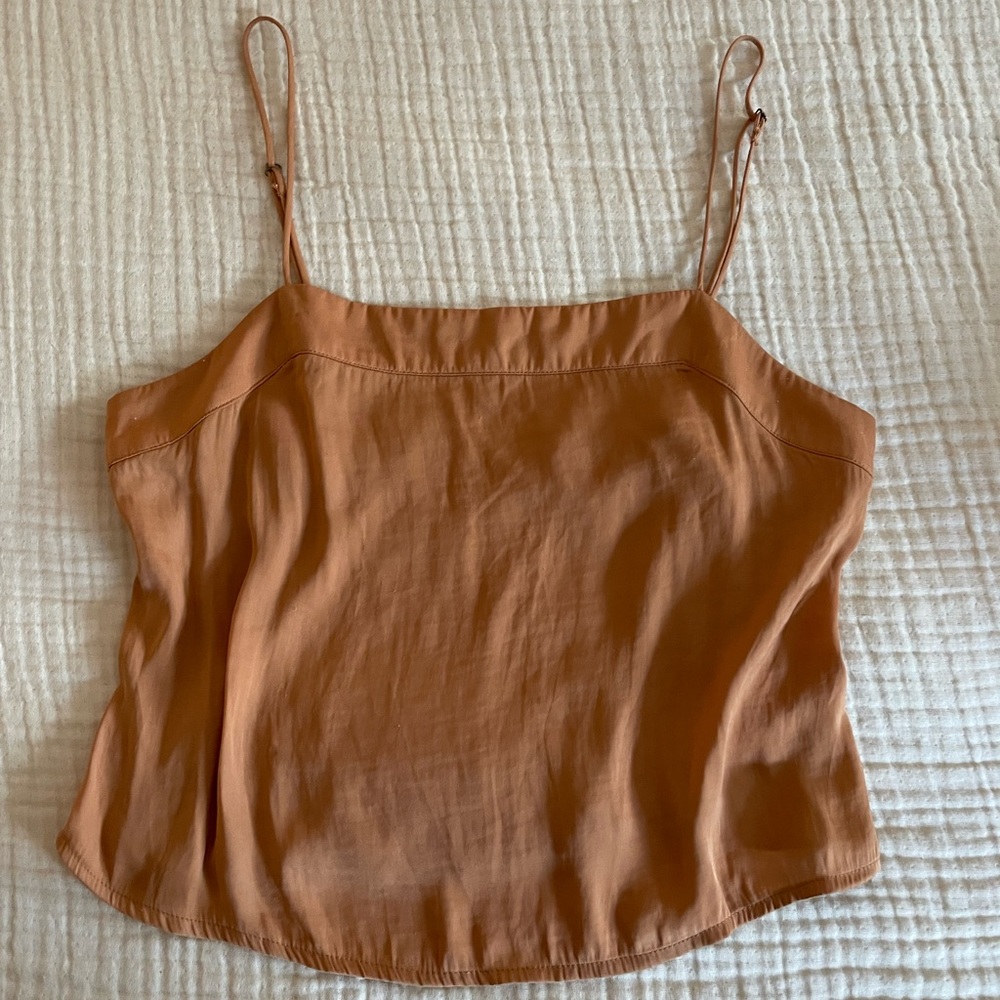 Silky orange crop tank